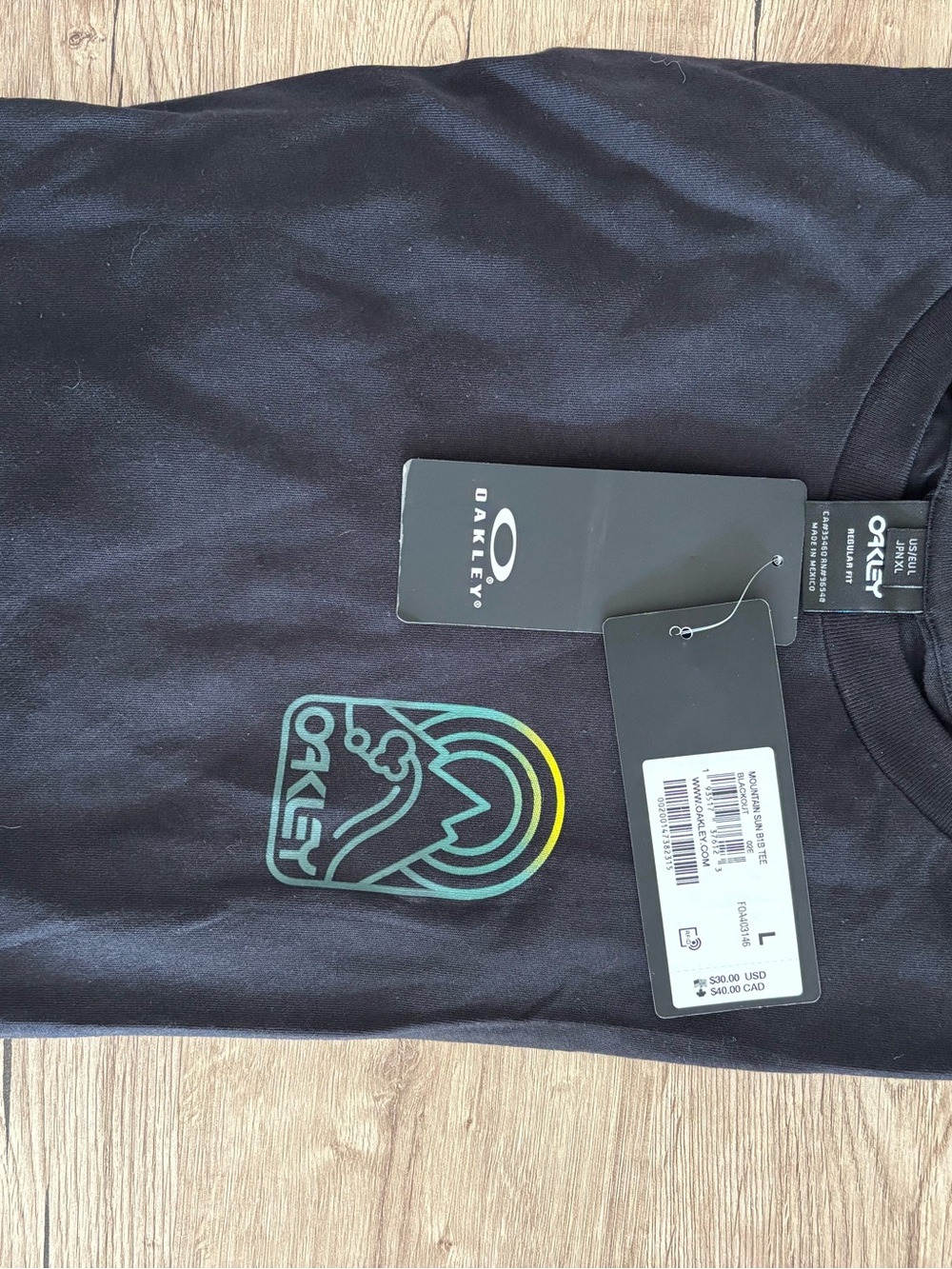 Oakley Black Short-Sleeve Tee with Teal and Yellow Graphic